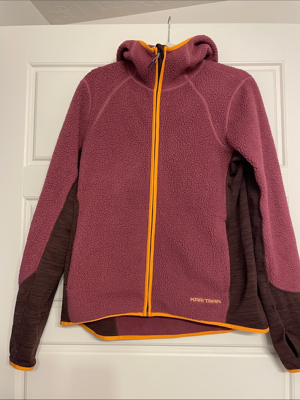 Kari Traa Plum Fleece Jacket with Bright Orange Trim